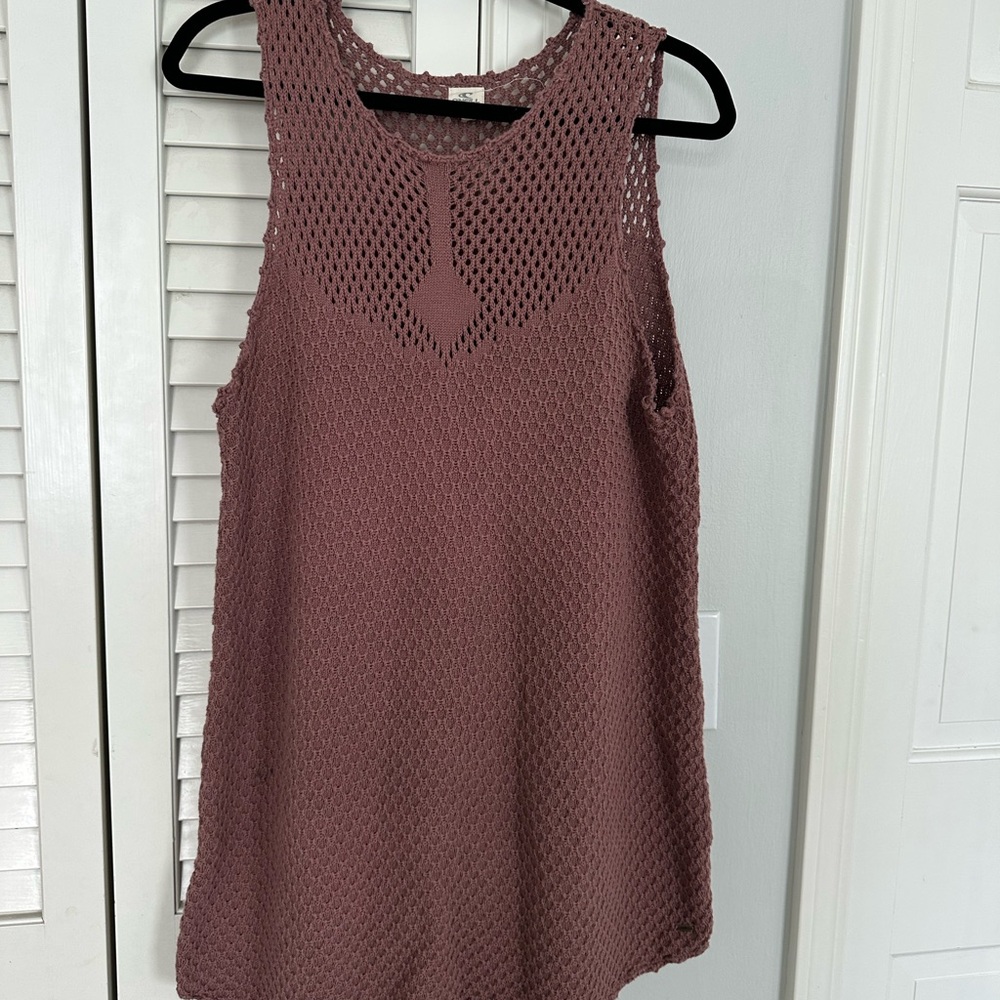 Sleeveless Crochet Knit Dress - Mauve